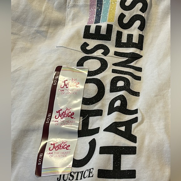 New Justice size Small (7/8) crop short sleeve glitter shirt - Picture 5 of 13